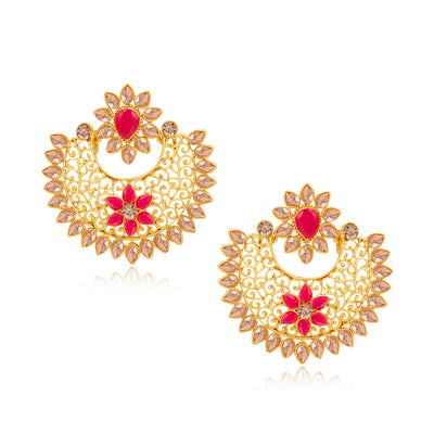 Sukkhi Shimmering Gold Plated LCT Chandbali Earring Set for Women (SKR85513)