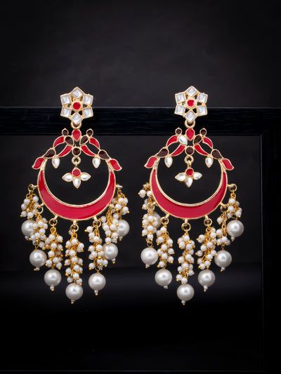 Sukkhi Attractive Pearl Gold Plated Chandelier Earring Set for Women (SKR85517)