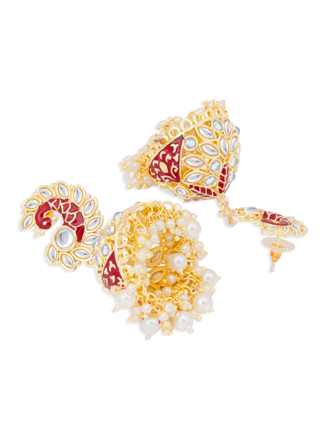 Sukkhi Elegant Kundan Gold Plated Meenakari Jumki Earring Set for Women (SKR85521)