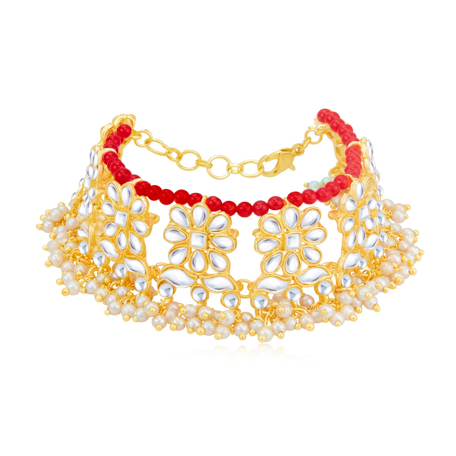 Sukkhi Glorious Kundan Gold Plated Pearl Bracelet Worn By Karisma Kapoor