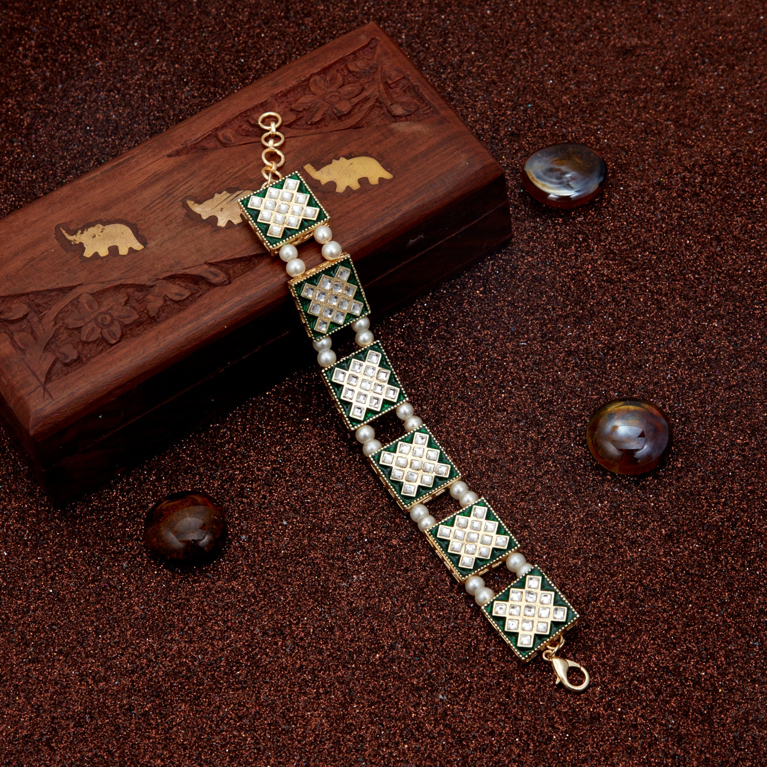 Sukkhi Crystal Stone Gold Plated Bracelet for Women