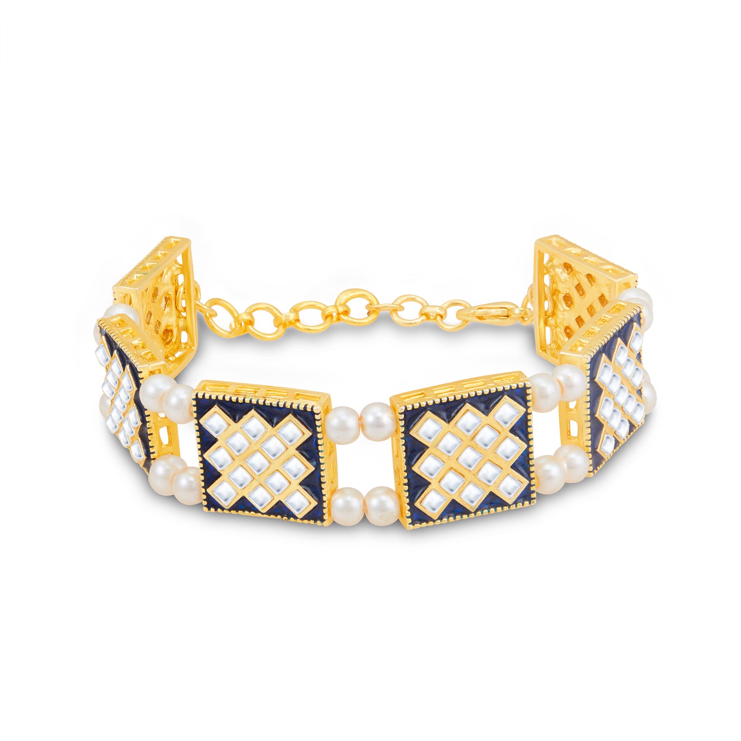 Sukkhi Spectacular Pearl Gold Plated Meenakari Bracelet Worn By Karisma Kapoor