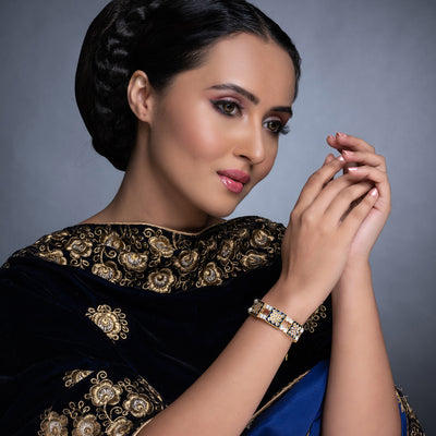 Sukkhi Spectacular Pearl Gold Plated Meenakari Bracelet Worn By Karisma Kapoor