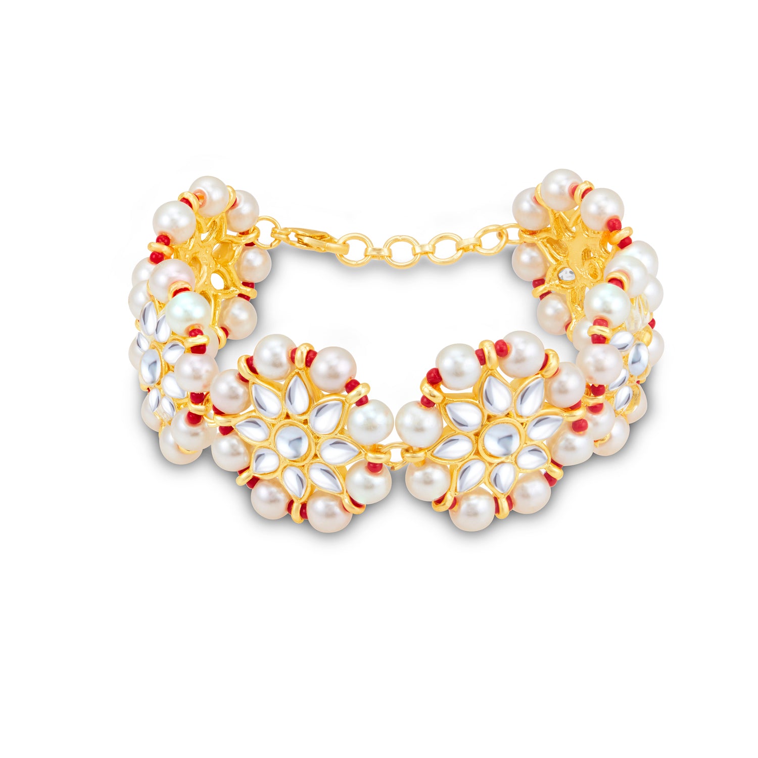 Sukkhi Stunning Pearl Gold Plated Kundan Bracelet Worn By Karisma Kapoor