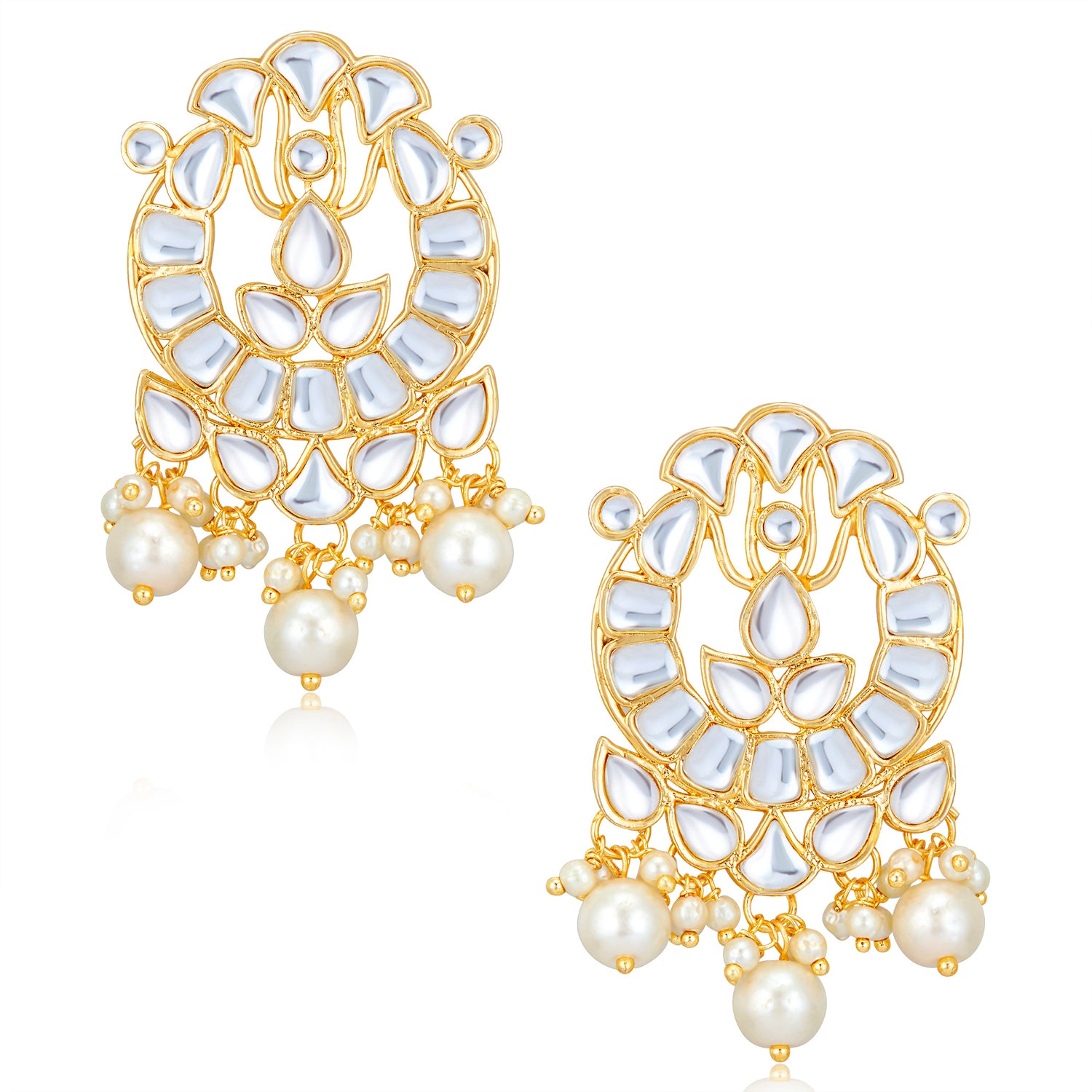 Sukkhi Antique Kundan Gold Plated Pearl Drop Earring Set Worn By Karisma Kapoor