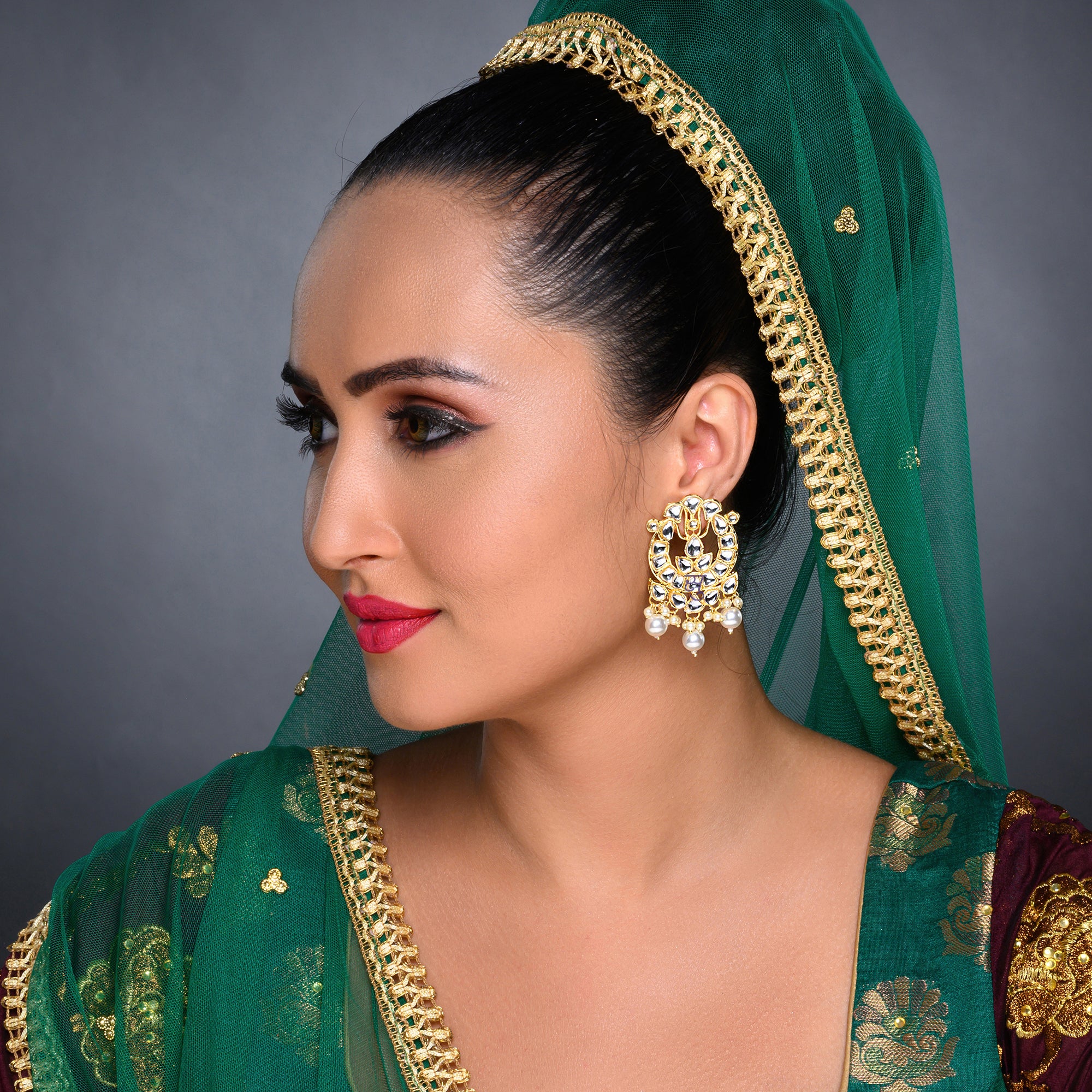 Sukkhi Antique Kundan Gold Plated Pearl Drop Earring Set Worn By Karisma Kapoor