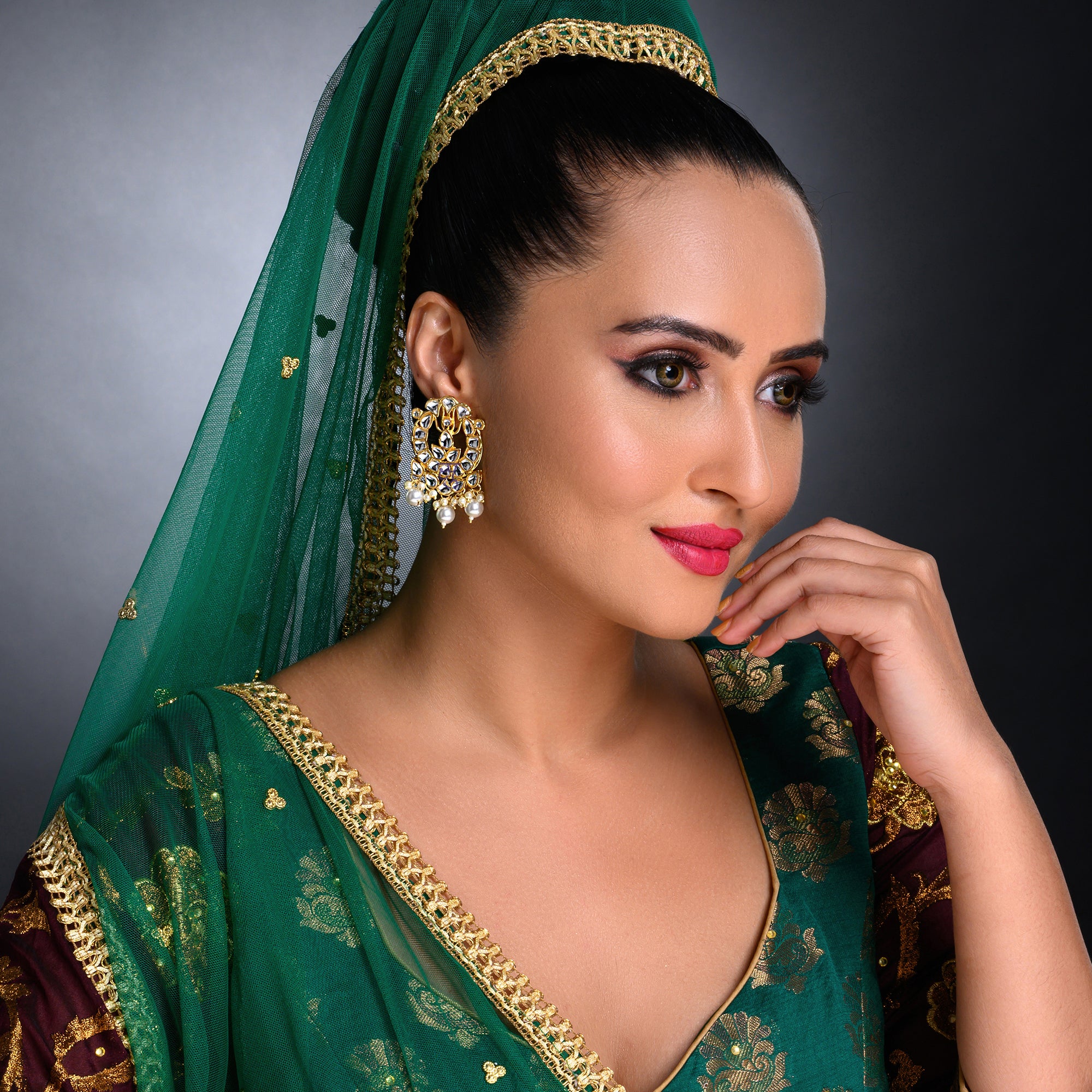 Sukkhi Antique Kundan Gold Plated Pearl Drop Earring Set Worn By Karisma Kapoor