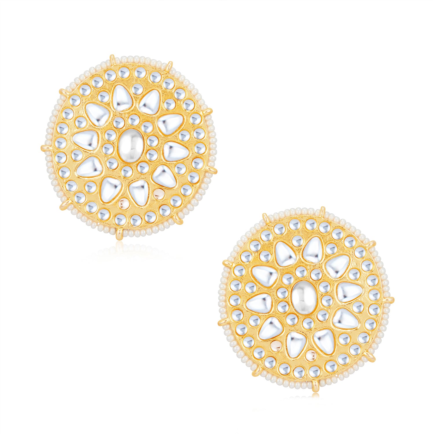 Sukkhi Classy Kundan Gold Plated Pearl Stud Earring Set Worn By Karisma Kapoor