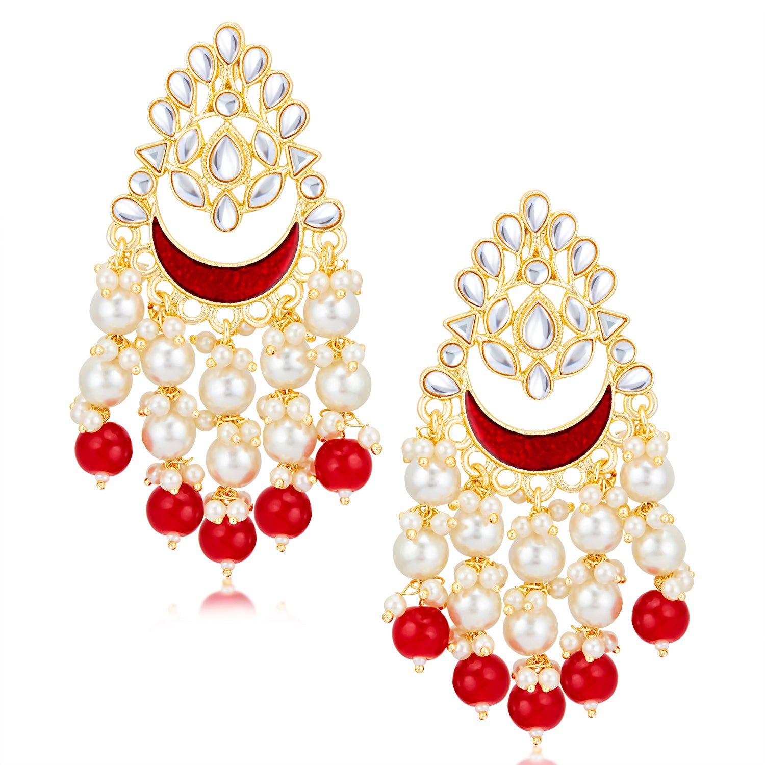 Sukkhi Fabulous Kundan Gold Plated Pearl Chandelier Earring Set Worn By Karisma Kapoor