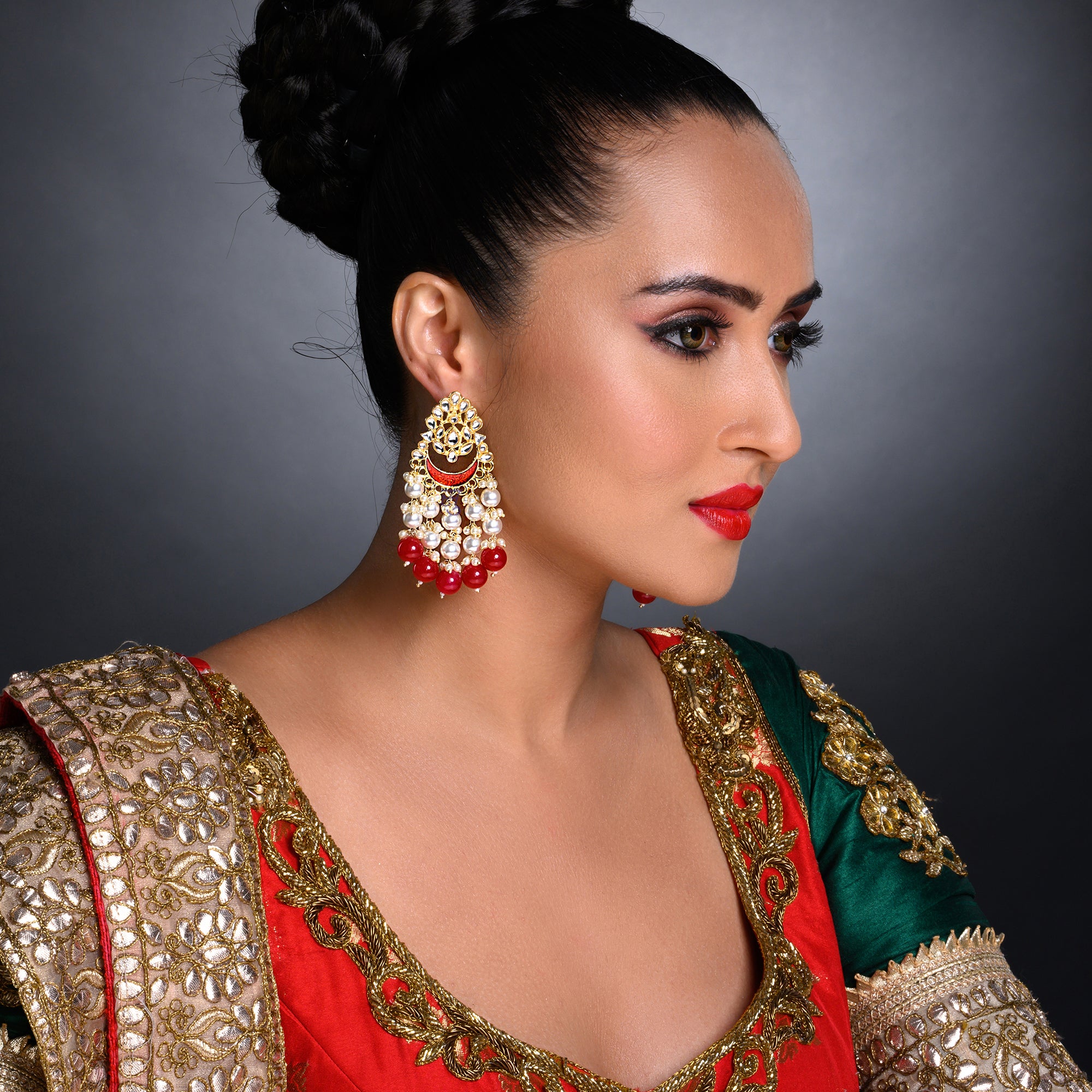 Sukkhi Fabulous Kundan Gold Plated Pearl Chandelier Earring Set Worn By Karisma Kapoor