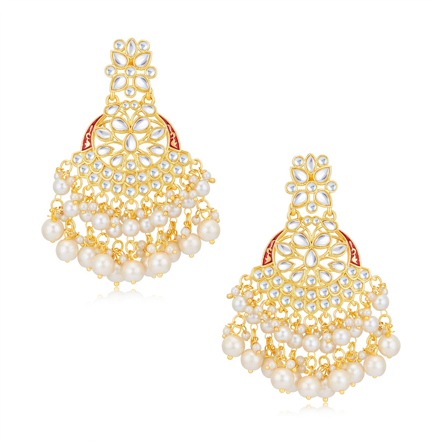 Sukkhi Youthful Kundan Gold Plated Pearl Chandelier Earring Set Worn By Karisma Kapoor