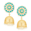 Sukkhi Resplendent Kundan Gold Plated Meenakari Pearl Jhumki Earring Set Worn By Karisma Kapoor