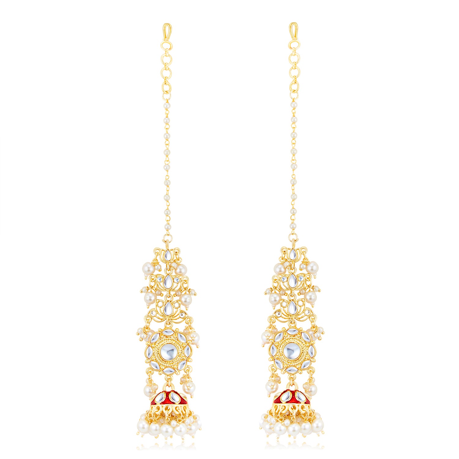 Sukkhi Exotic Pearl Gold Plated Kundan Chain Earring Set Worn By Karisma Kapoor