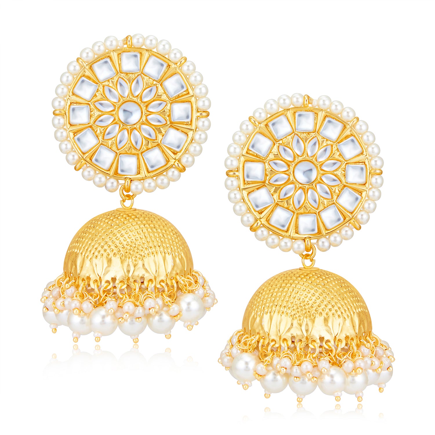 Sukkhi Fascinating Kundan Gold Plated Pearl Jhumki Earring Set Worn By Karisma Kapoor