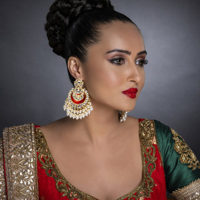 Sukkhi Luxurious Kundan Gold Plated Meenakari Chandelier Earring Set Worn By Karisma Kapoor