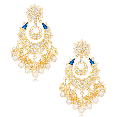 Sukkhi Sensational Kundan Gold Plated Pearl Chandelier Earring Set Worn By Karisma Kapoor