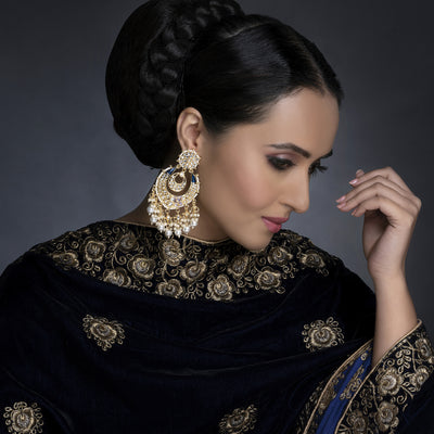 Sukkhi Sensational Kundan Gold Plated Pearl Chandelier Earring Set Worn By Karisma Kapoor