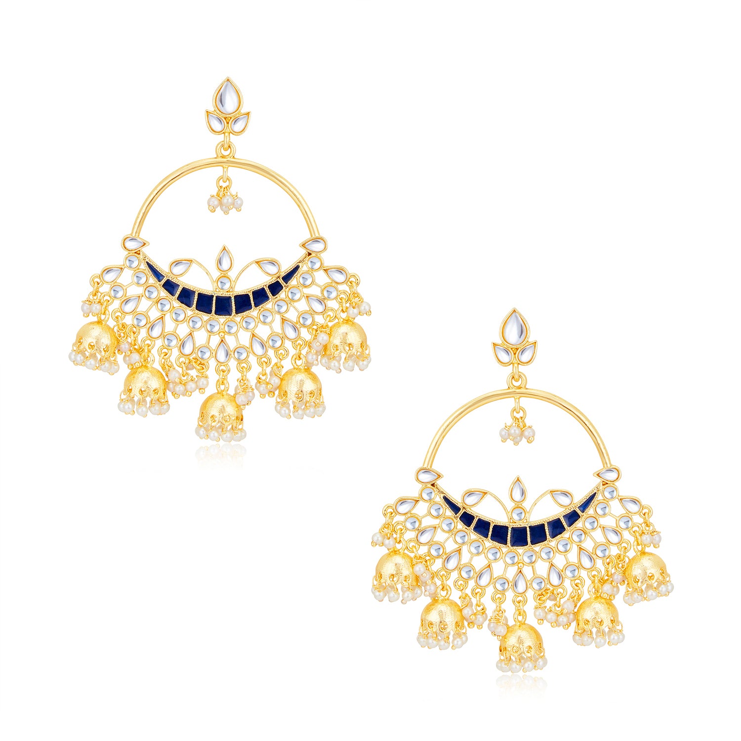 Sukkhi Shimmering Kundan Gold Plated Pearl Chandbali Earring Set Worn By Karisma Kapoor