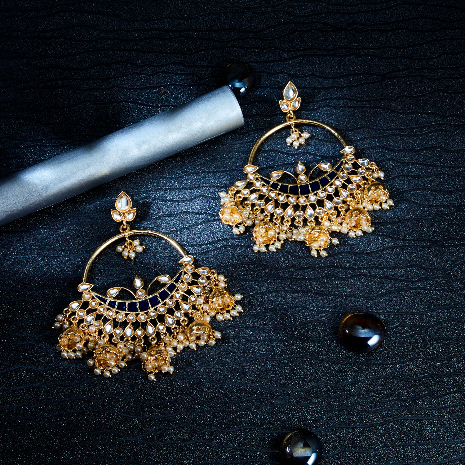 Sukkhi Shimmering Kundan Gold Plated Pearl Chandbali Earring Set