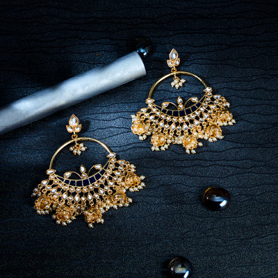 Sukkhi Shimmering Kundan Gold Plated Pearl Chandbali Earring Set Worn By Karisma Kapoor