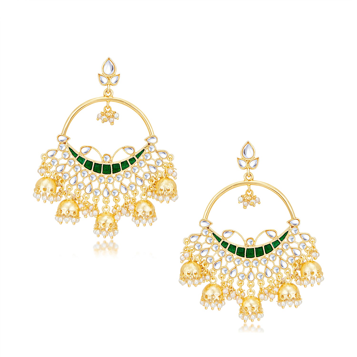 Sukkhi Adorable Kundan Gold Plated Pearl Chandbali Earring Set Worn By Karisma Kapoor