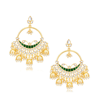 Sukkhi Adorable Kundan Gold Plated Pearl Chandbali Earring Set Worn By Karisma Kapoor