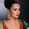 Sukkhi Astonish Pearl Gold Plated Kundan Meenakari Earring Set Worn By Karisma Kapoor