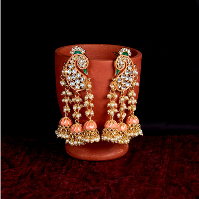 Sukkhi Dazzling Pearl Gold Plated Kundan Meenakari Earring Set Worn By Karisma Kapoor