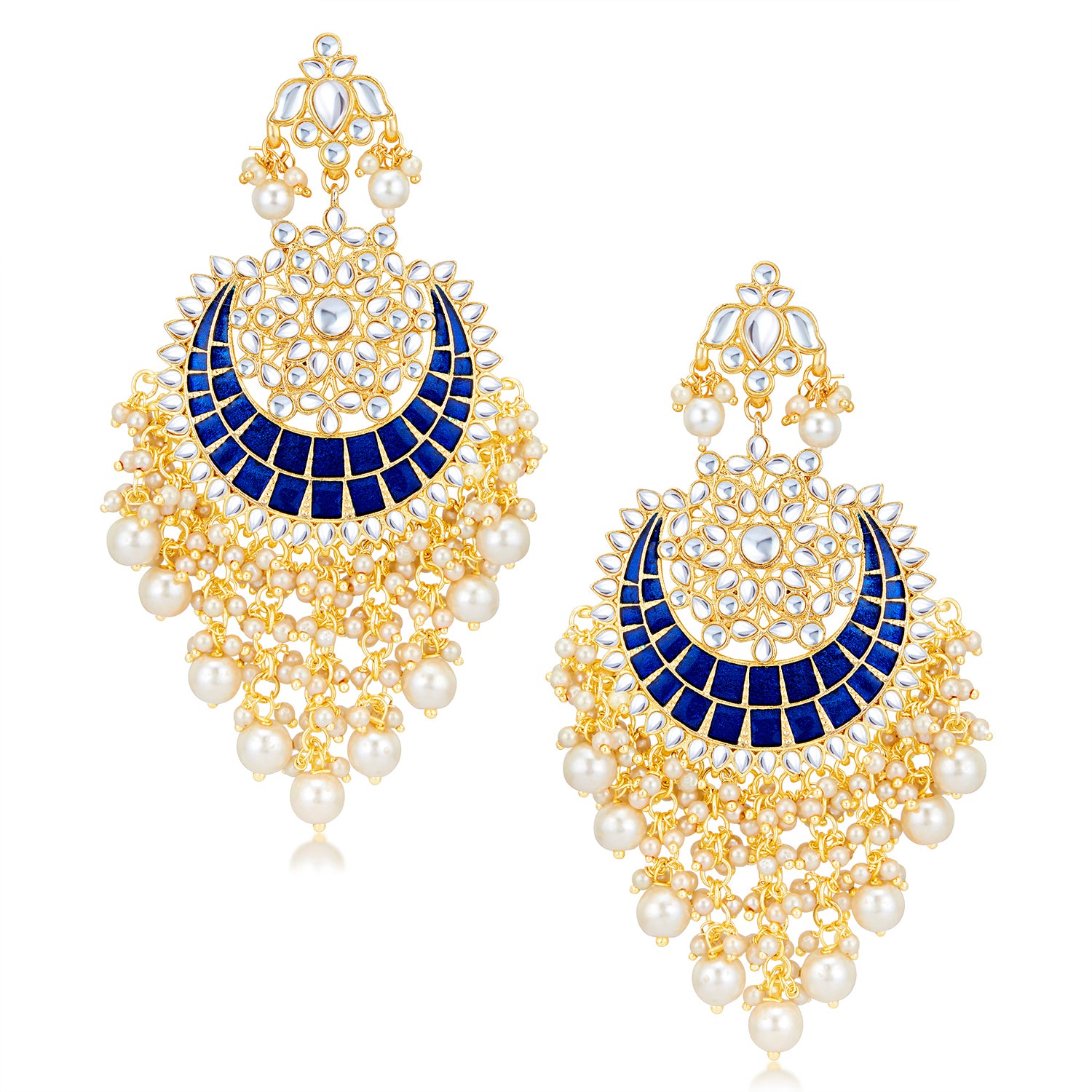 Sukkhi Exclusive Pearl Gold Plated Kundan Meenakari Earring Set Worn By Karisma Kapoor