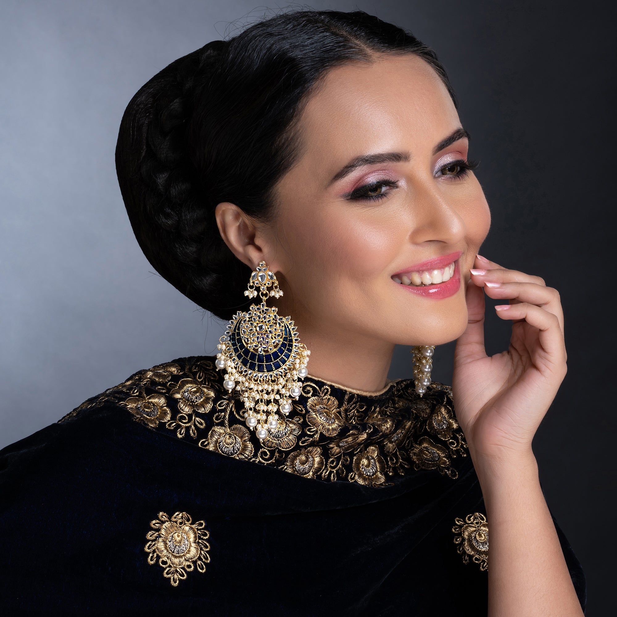 Sukkhi Exclusive Pearl Gold Plated Kundan Meenakari Earring Set Worn By Karisma Kapoor