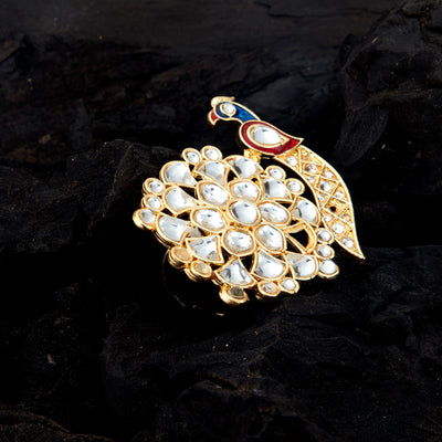 Breathtaking Scarlet Meenakari 22 Karat Gold Ring