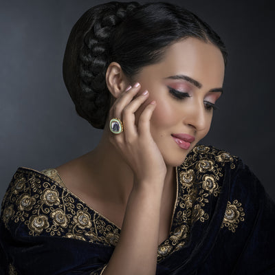 Sukkhi Stunning Kundan Gold Plated Meenakari Ring Worn By Karisma Kapoor