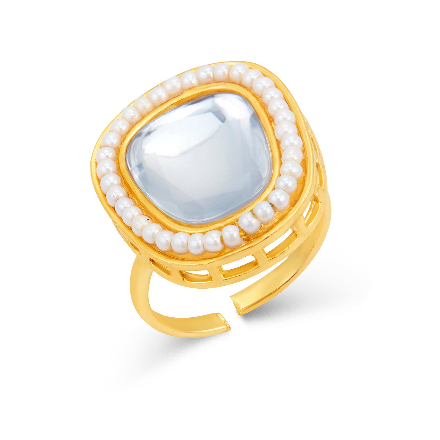 Sukkhi Classy Kundan Gold Plated Pearl Ring Worn By Karisma Kapoor