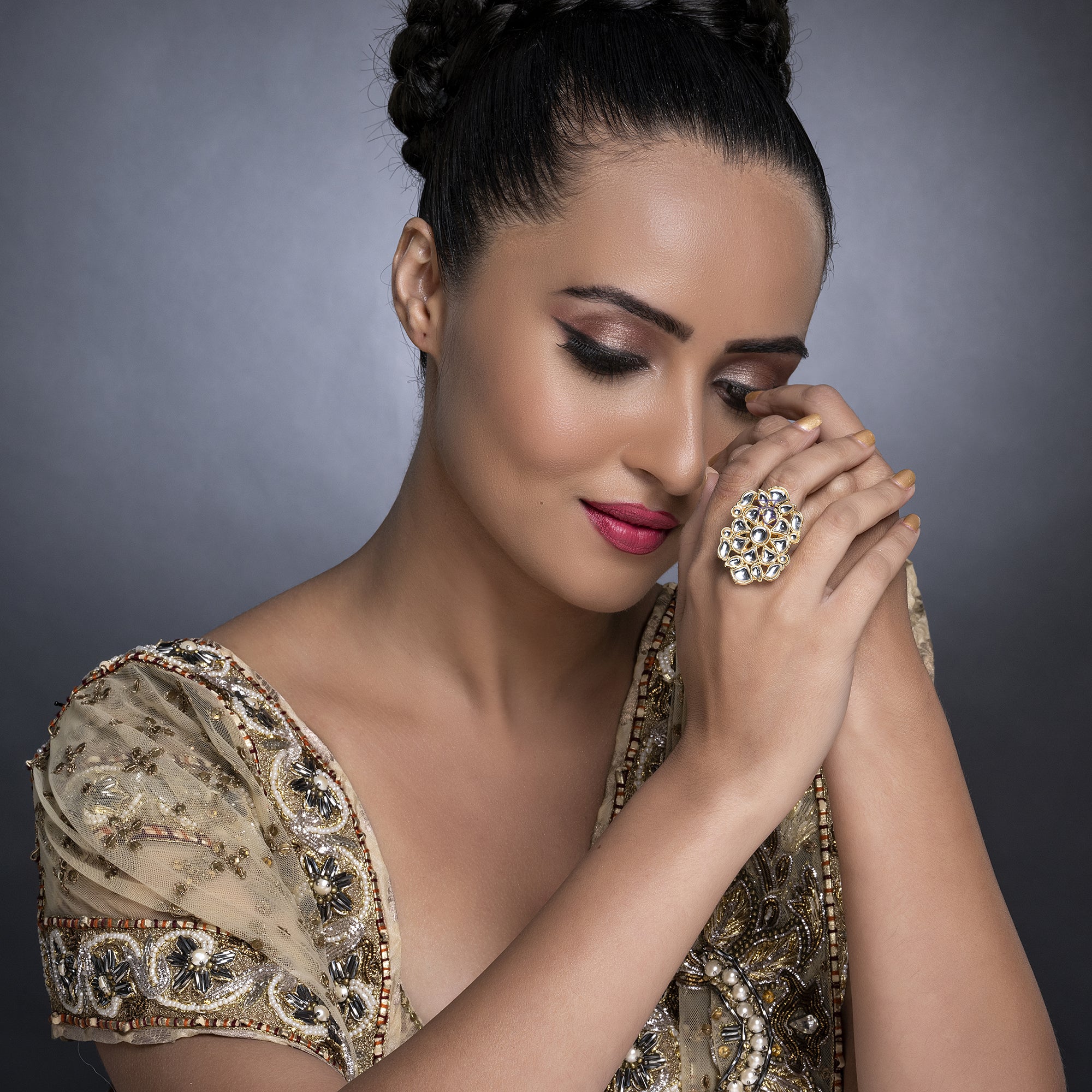 Sukkhi Equisite Gold Plated Kundan Ring Worn By Karisma Kapoor