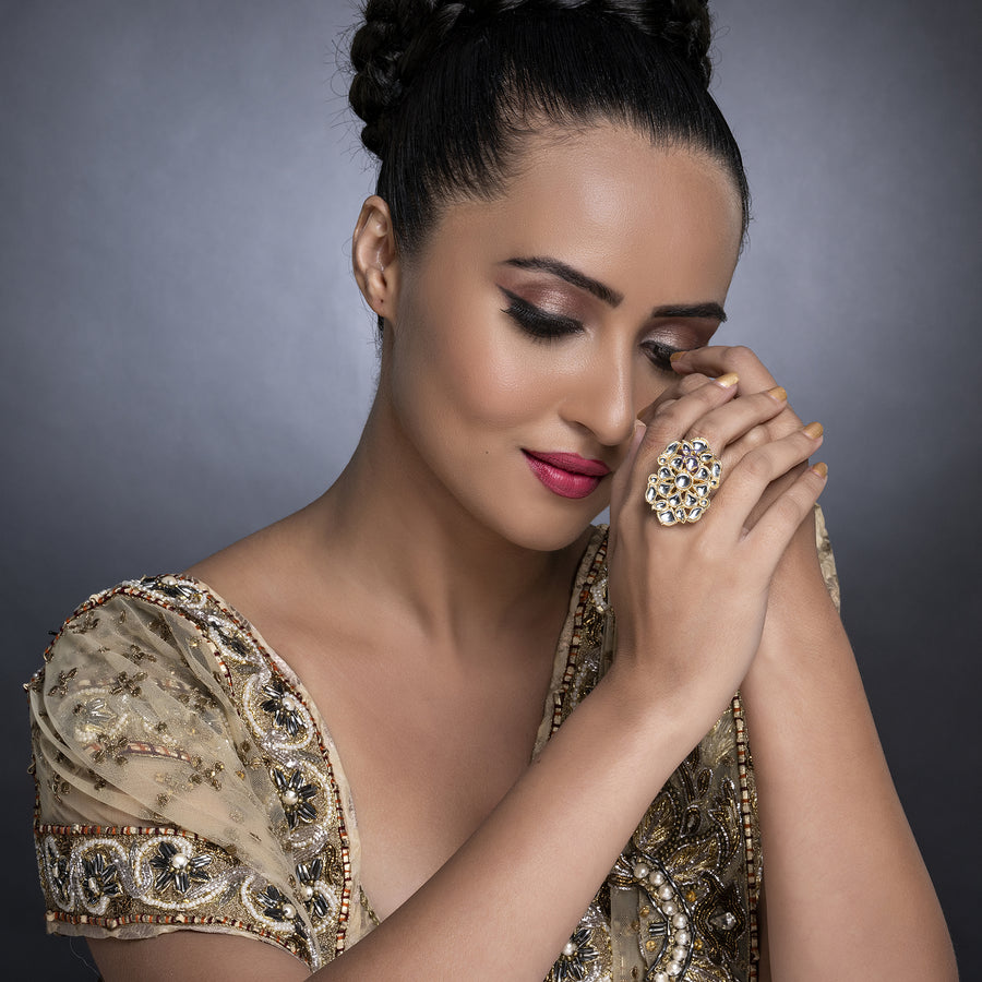Sukkhi Equisite Gold Plated Kundan Ring Worn By Karisma Kapoor
