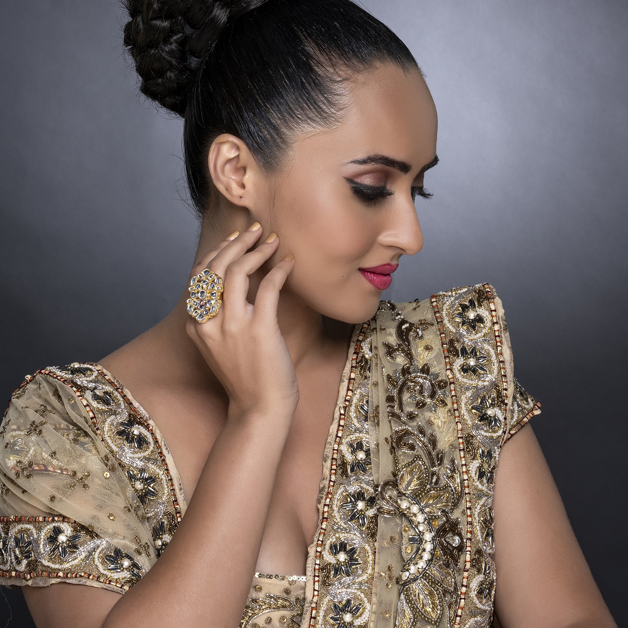 Sukkhi Equisite Gold Plated Kundan Ring Worn By Karisma Kapoor