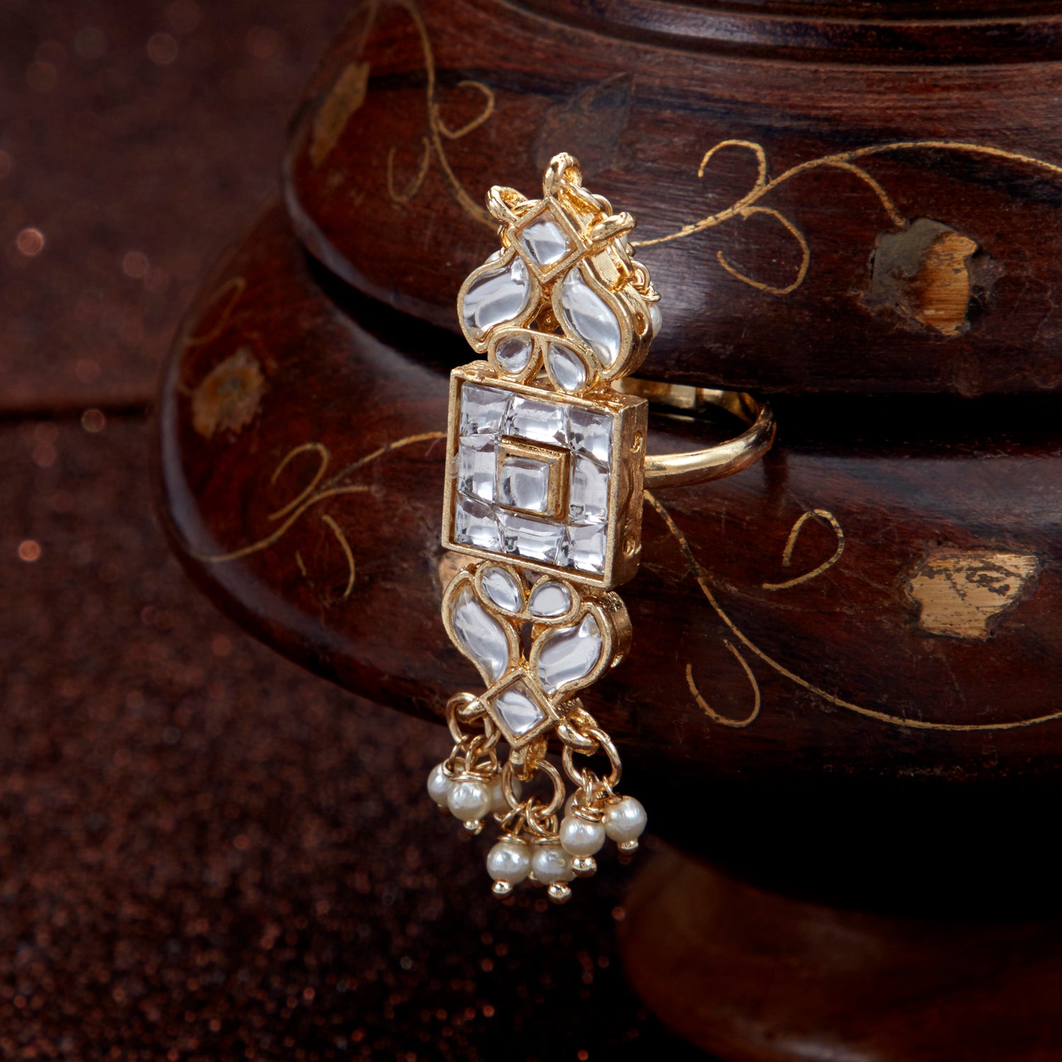 Sukkhi Excellent Gold Plated Kundan Ring Worn By Karisma Kapoor