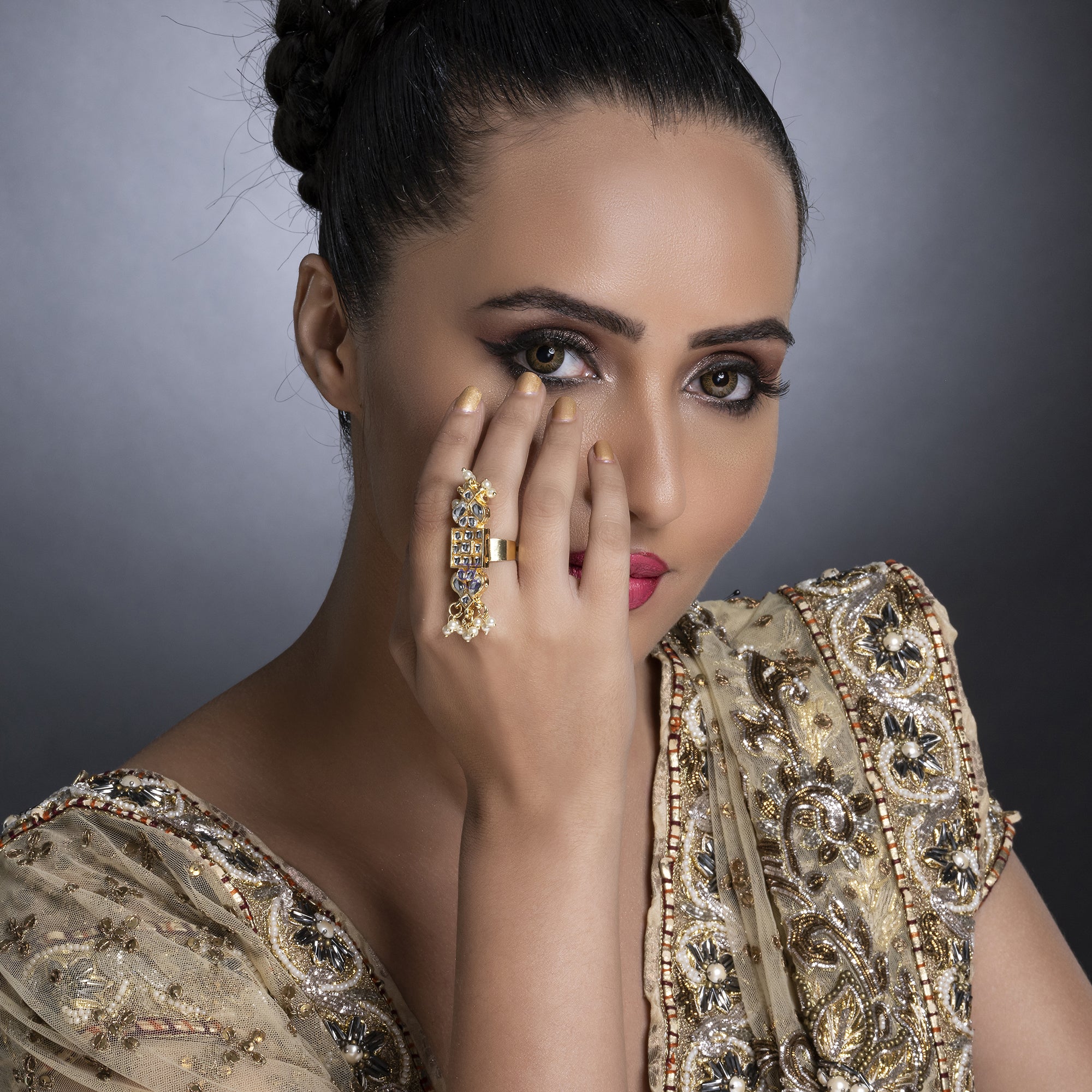 Sukkhi Excellent Gold Plated Kundan Ring Worn By Karisma Kapoor