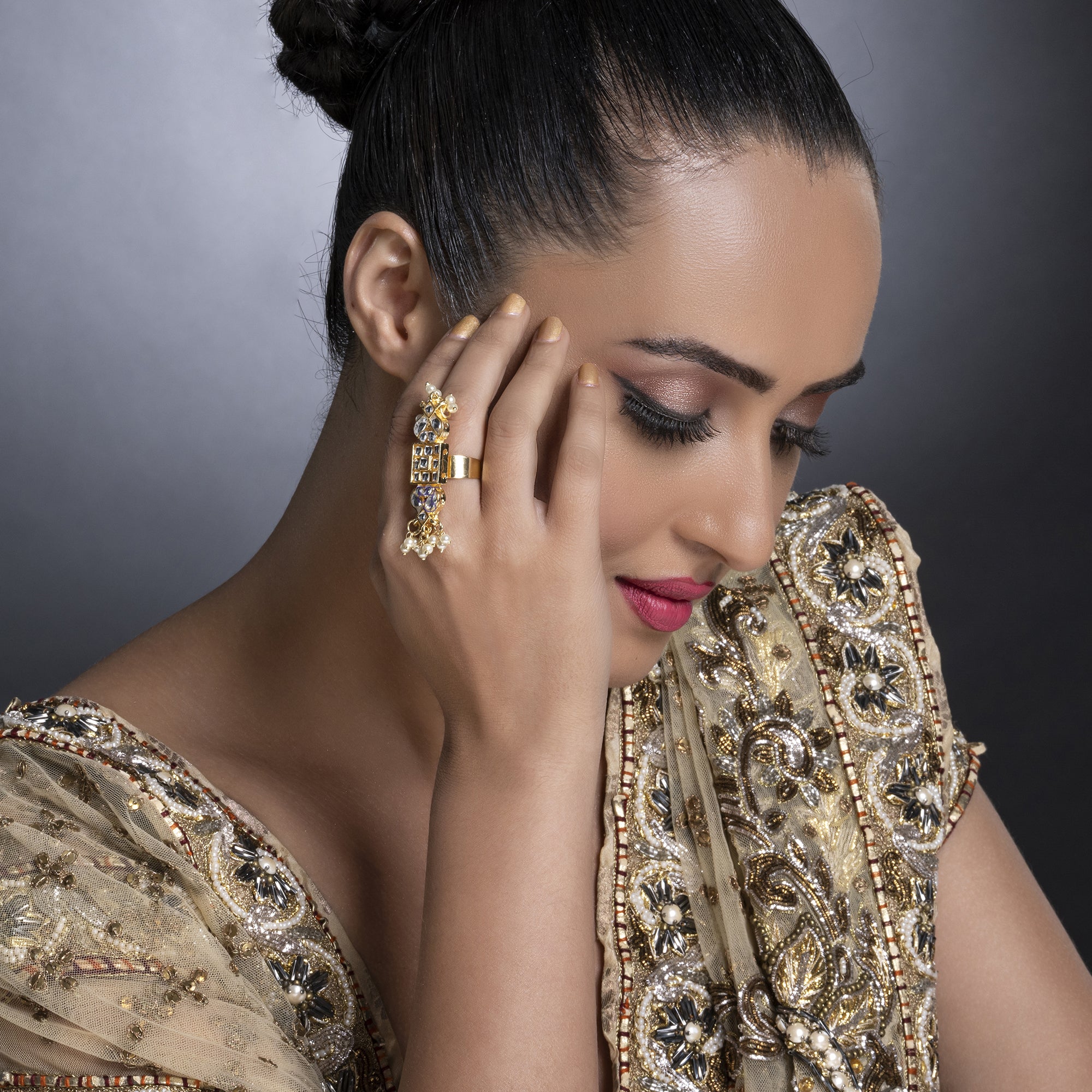 Sukkhi Excellent Gold Plated Kundan Ring Worn By Karisma Kapoor