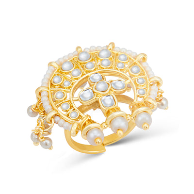 Sukkhi Fashionable Pearl Gold Plated Kundan Ring Worn By Karisma Kapoor