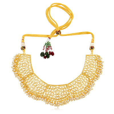 Sukkhi Gorgeous Gold Plated Pearl Choker Necklace Set Worn By Karisma Kapoor