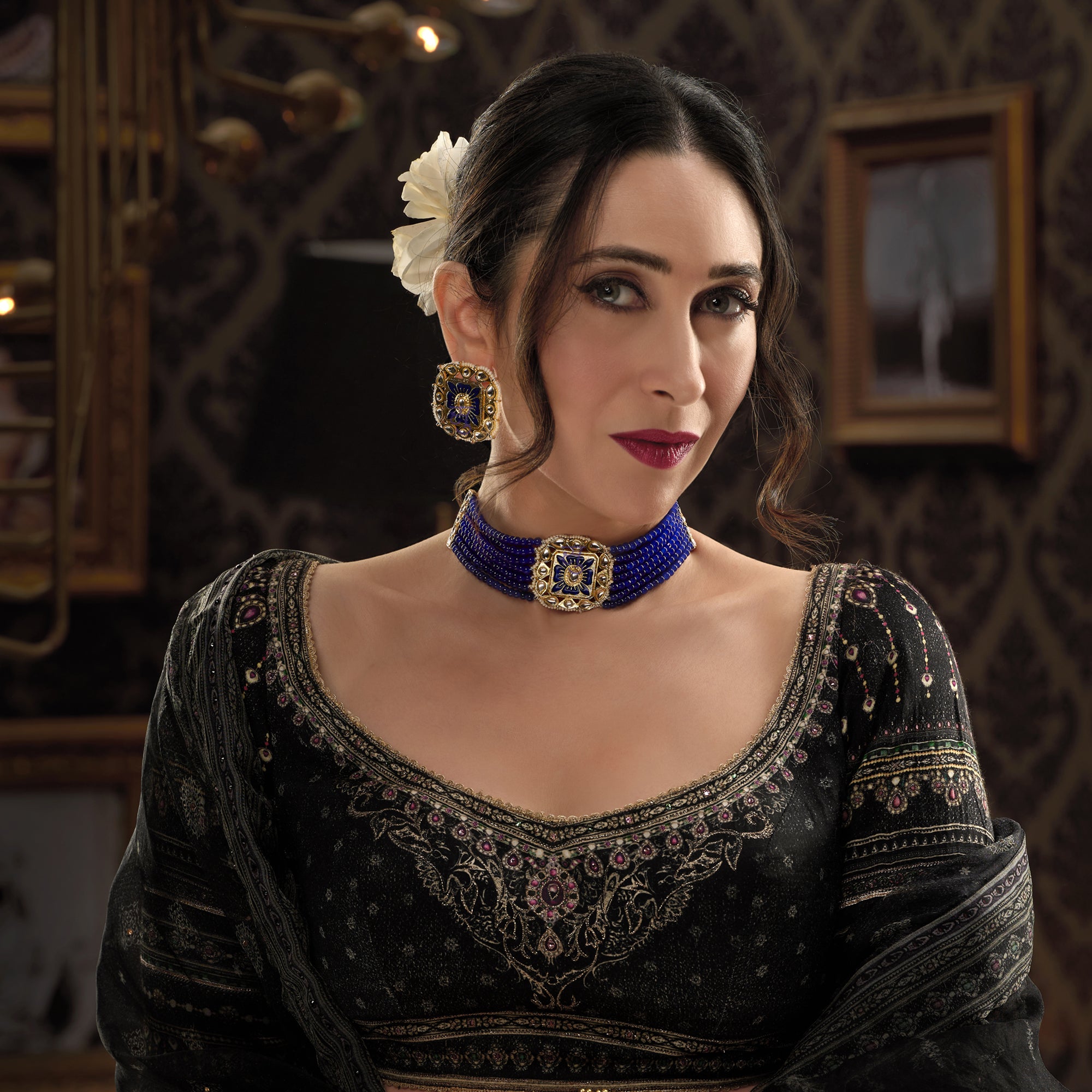 Sukkhi Graceful Kundan Gold Plated Meenakari Choker Necklace Set Worn By Karisma Kapoor