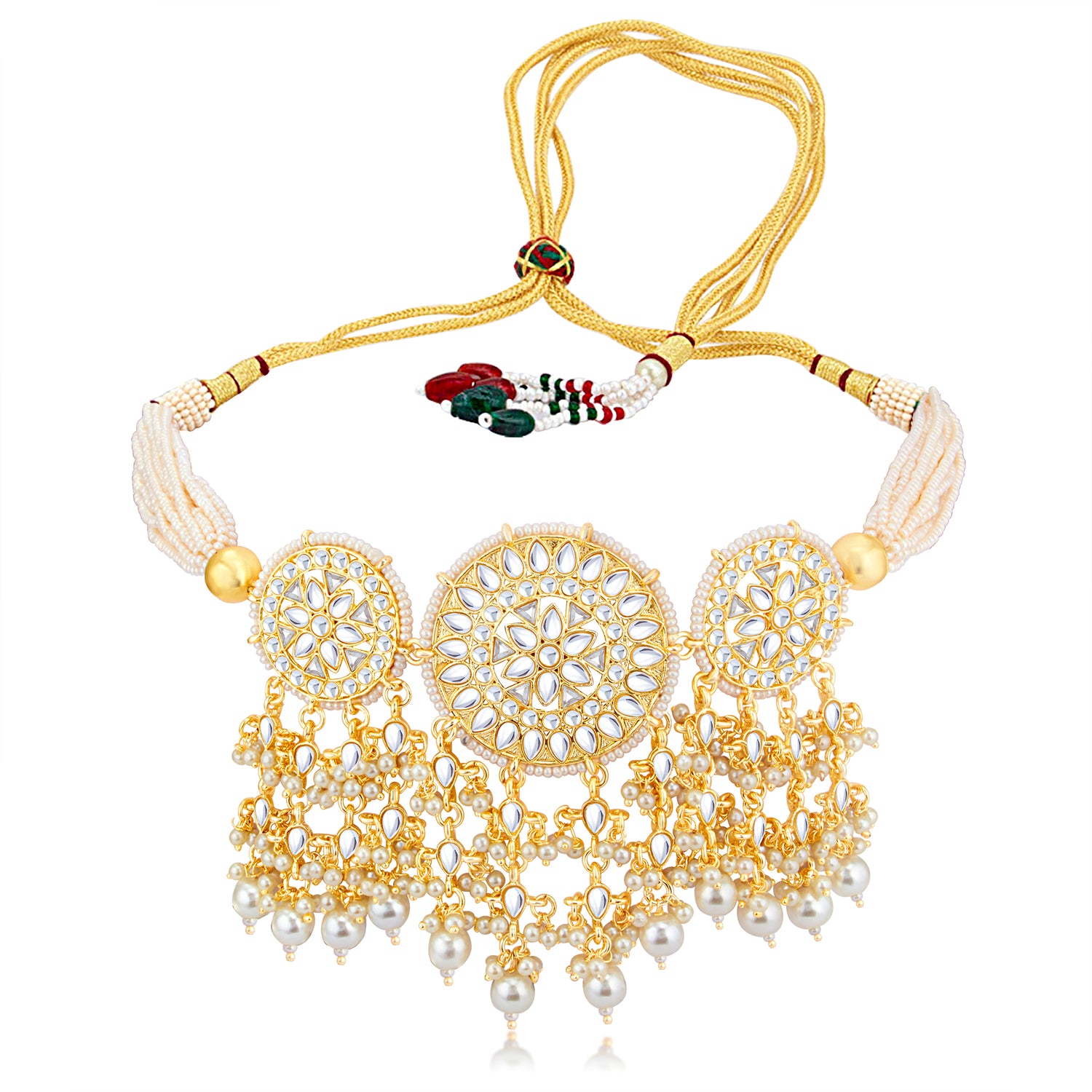 Sukkhi Modern Kundan Gold Plated Pearl Choker Necklace Set Worn By Karisma Kapoor