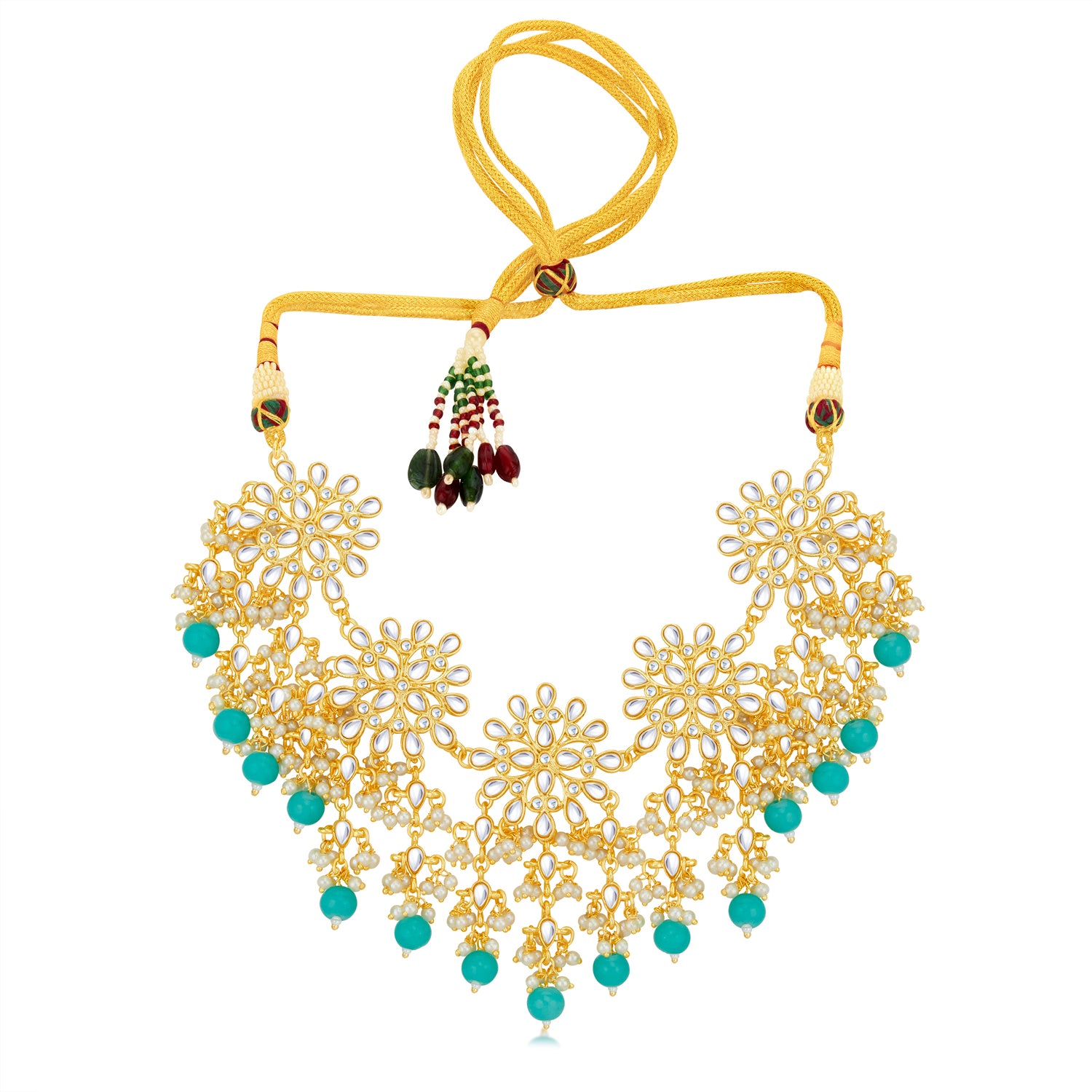 Sukkhi Pleasing Kundan Gold Plated Pearl Choker Necklace Set Worn By Karisma Kapoor