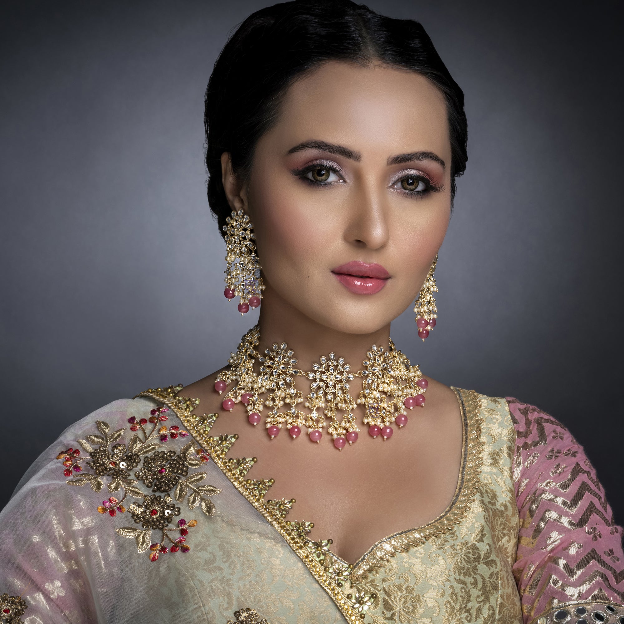 Sukkhi Lavish Kundan Gold Plated Pearl Choker Necklace Set Worn By Karisma Kapoor