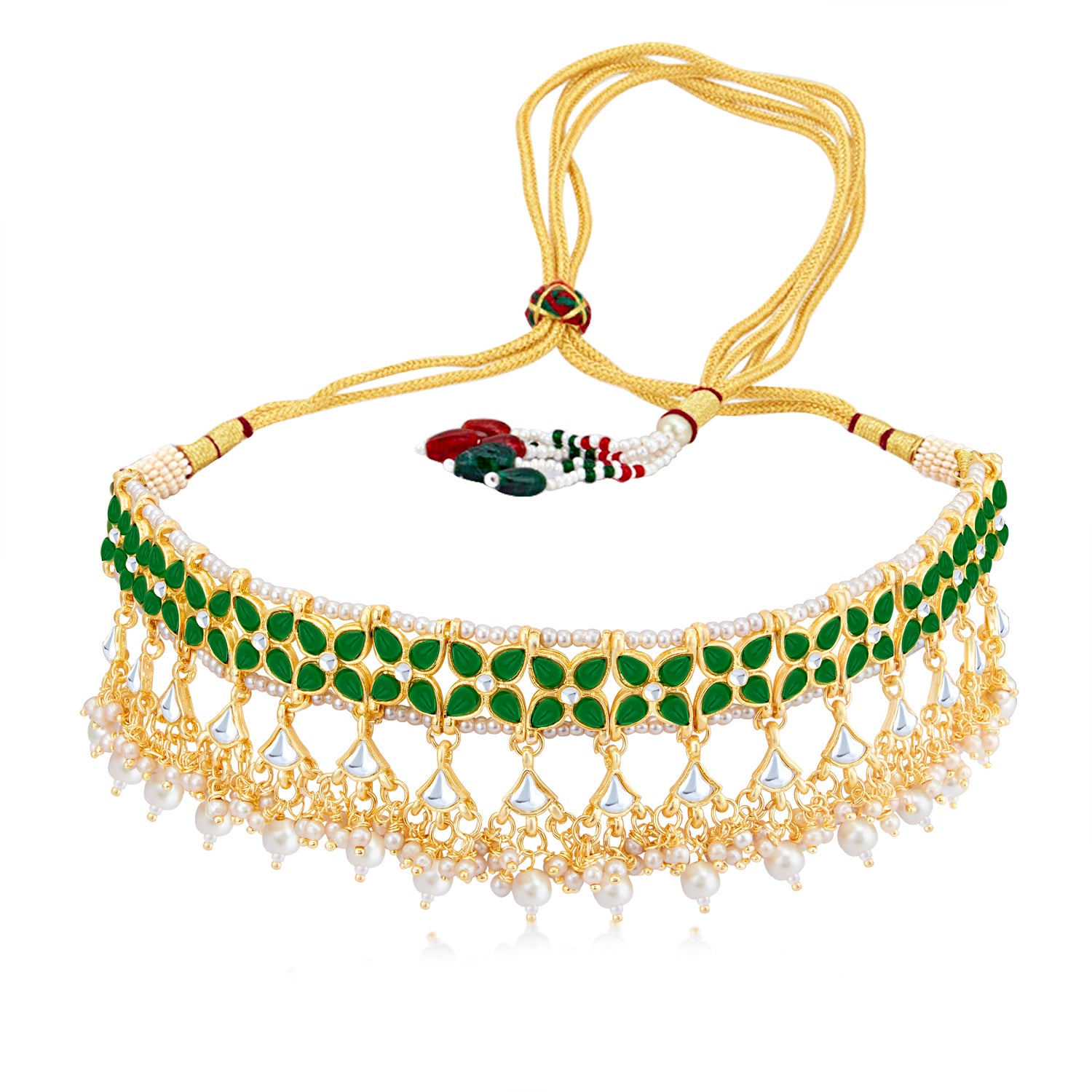 Sukkhi Splendid Gold Plated Kundan & Pearl Choker Necklace Set Worn By Karisma Kapoor
