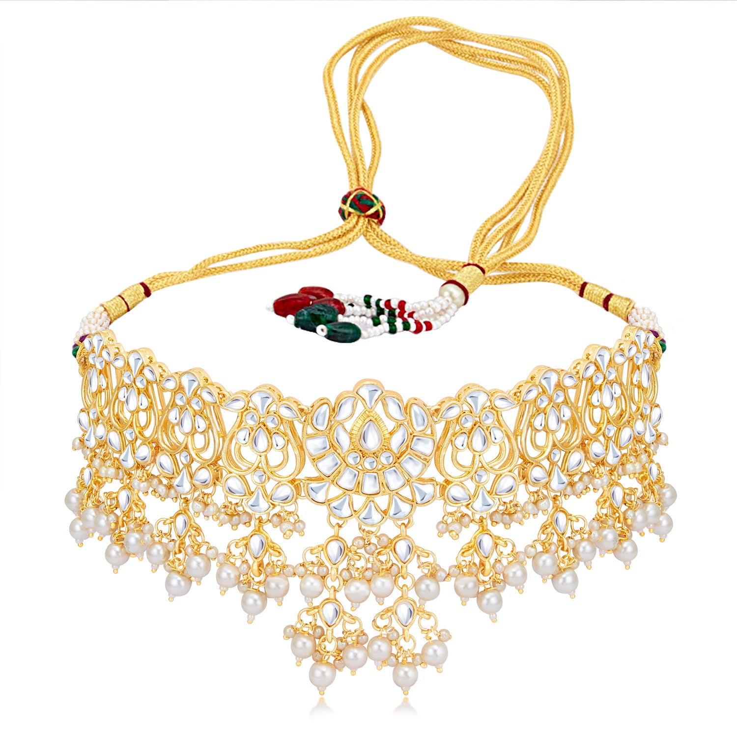 Sukkhi Exotic Gold Plated Kundan & Pearl Choker Necklace Set Worn By Karisma Kapoor