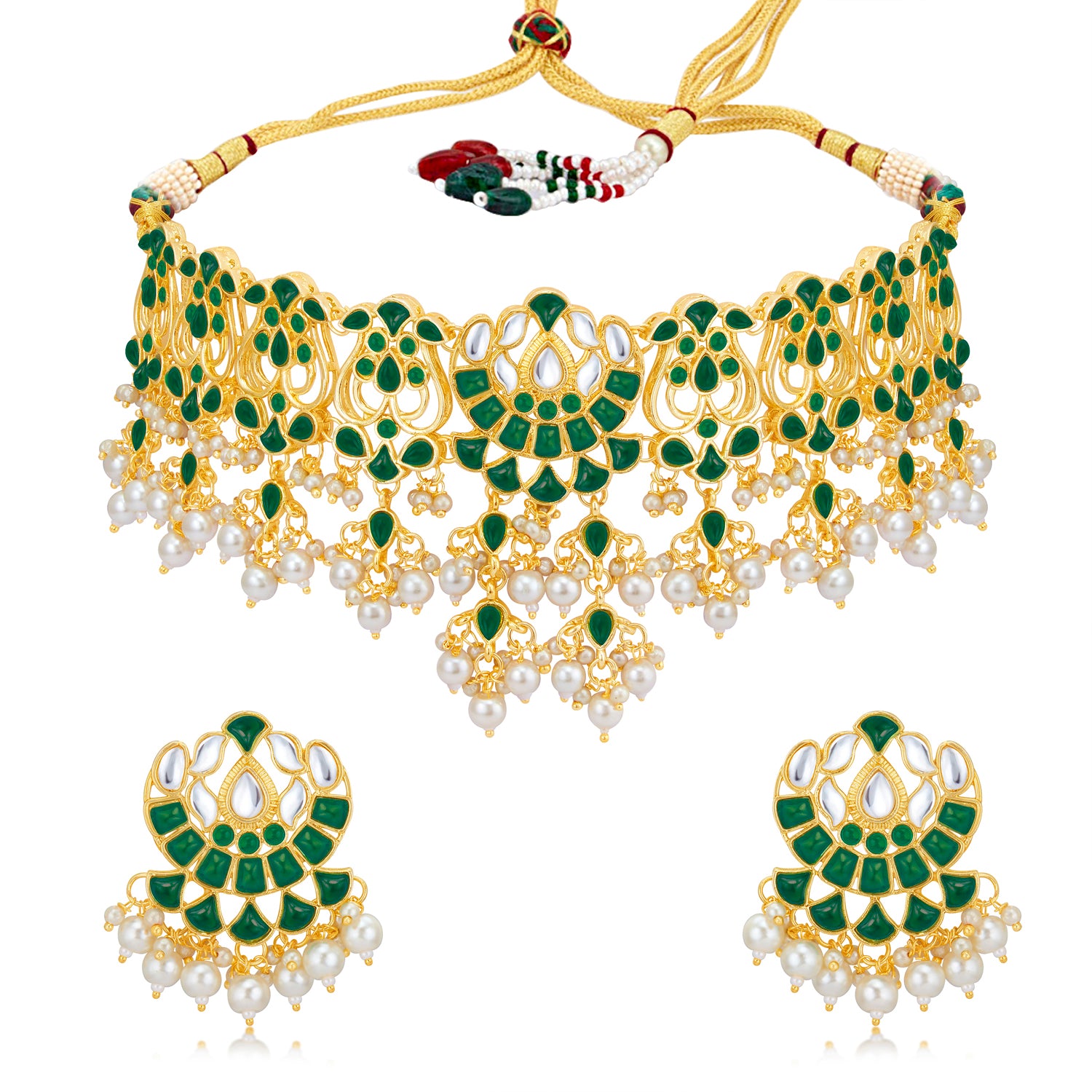 Sukkhi Ravishing Gold Plated Pearl Choker Necklace Set Worn By Karisma Kapoor