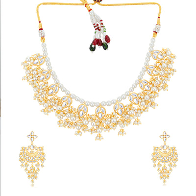 Sukkhi Luxurious Kundan Gold Plated Pearl Choker Necklace Set Worn By Karisma Kapoor