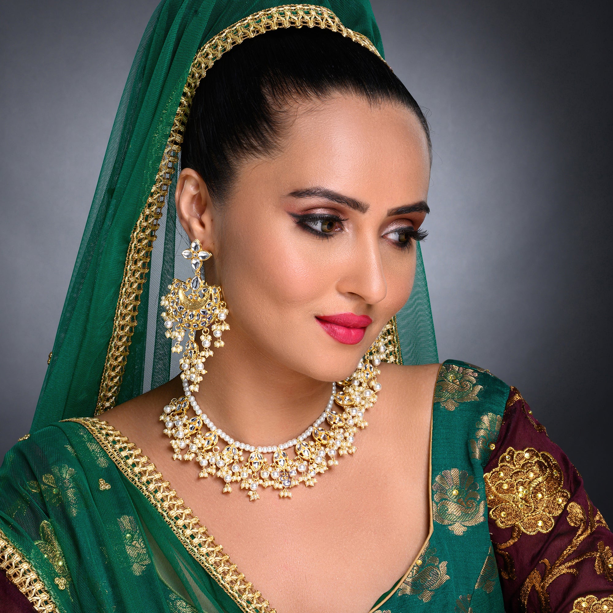 Sukkhi Luxurious Kundan Gold Plated Pearl Choker Necklace Set Worn By Karisma Kapoor